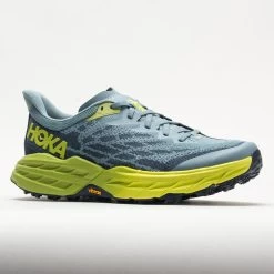 HOKA Speedgoat 5 Men's Stone Blue/Dark Citron -Hoka Shoes Outlet Store 049271 5