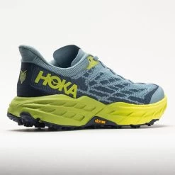 HOKA Speedgoat 5 Men's Stone Blue/Dark Citron -Hoka Shoes Outlet Store 049271 6