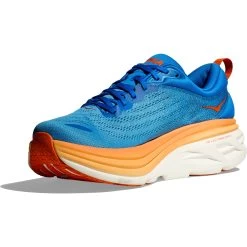 Hoka Bondi 8 Wide Running Shoes Men - Coastal Sky / Vibrant Orange -Hoka Shoes Outlet Store hoka bondi 8 running shoes coastal sky vibrant orange 5 1364192 1